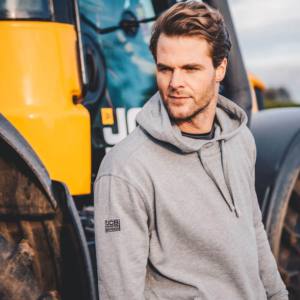 JCB Essential Hoodie Grey Marl Lifestyle 2#colour_grey-marl