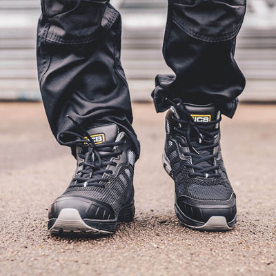JCB Hydradig Safety Work Boots Black Lifestyle 1#colour_black