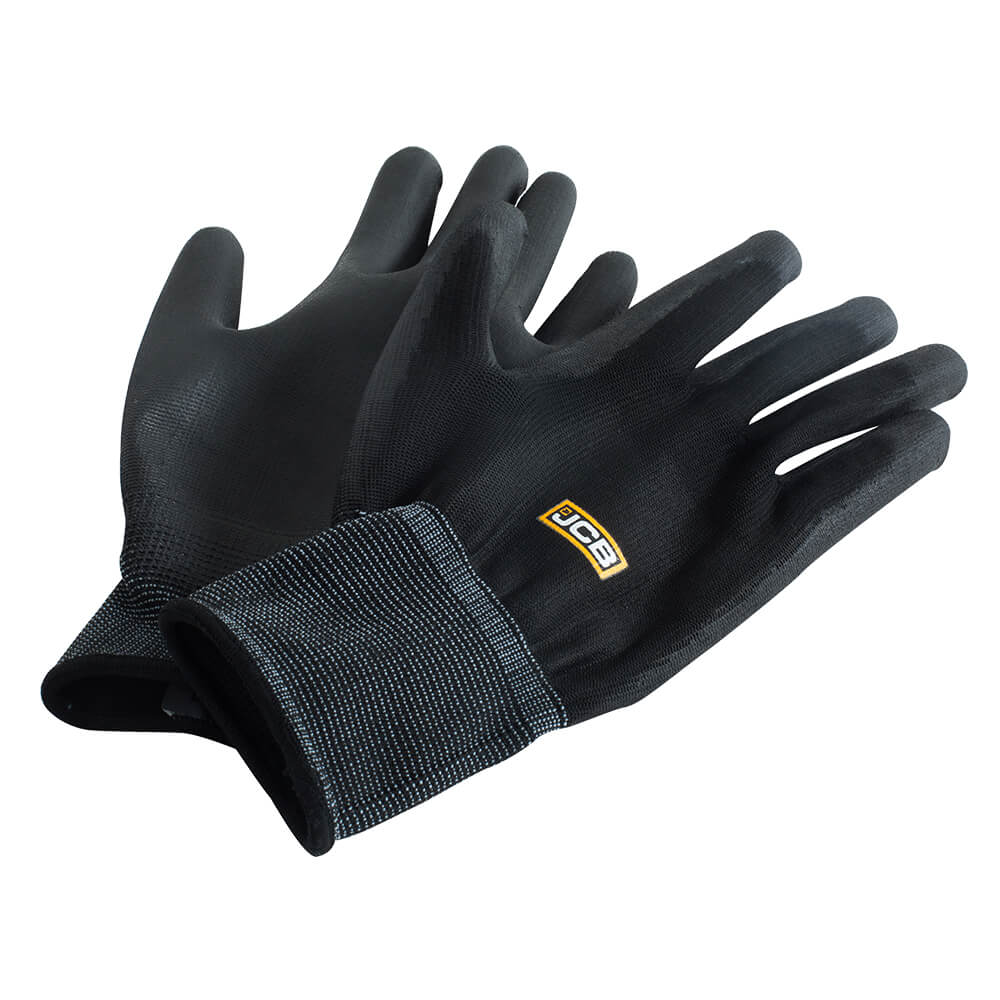 JCB PU Coated Gloves 10 Pairs Black Product Main#colour_black