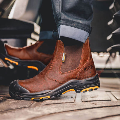 JCB Safety Dealer Boots Brown Lifestyle 1#colour_brown