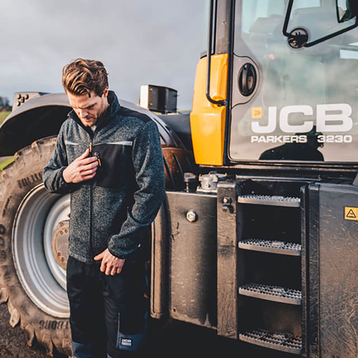 JCB Trade Essington II Full Zip Knitted Jumper Grey Lifestyle 3#colour_grey