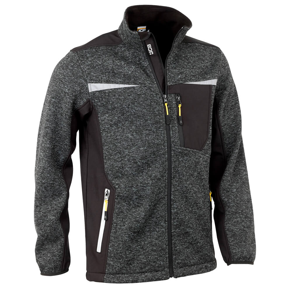 JCB Trade Essington II Full Zip Knitted Jumper Grey Product Main#colour_grey