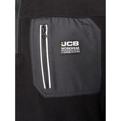 JCB Trade Heavyweight 1/4 Zip Tech Fleece Black Product 2#colour_black