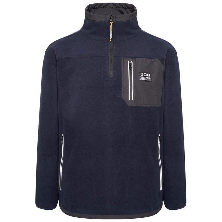 JCB Trade Heavyweight 1/4 Zip Tech Fleece Navy Product Main#colour_navy