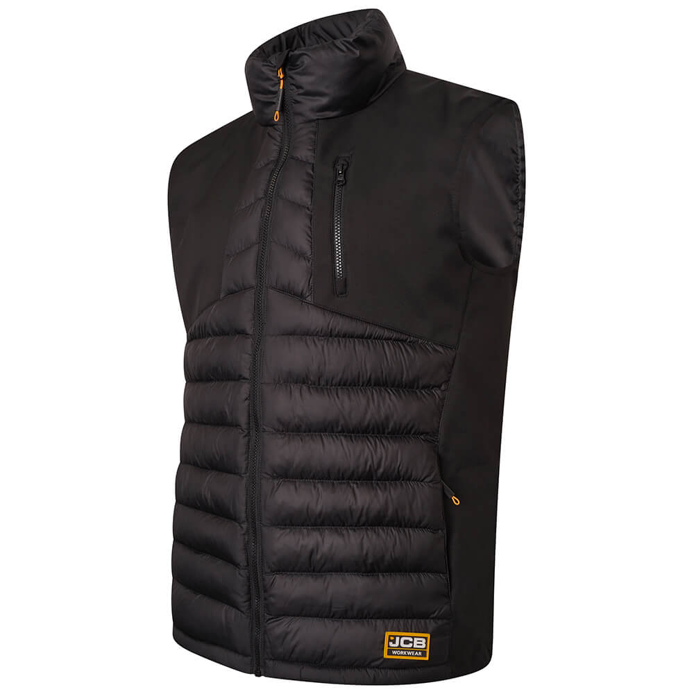 JCB Trade Hybrid Padded Gilet Bodywarmer Black Product 3#colour_black