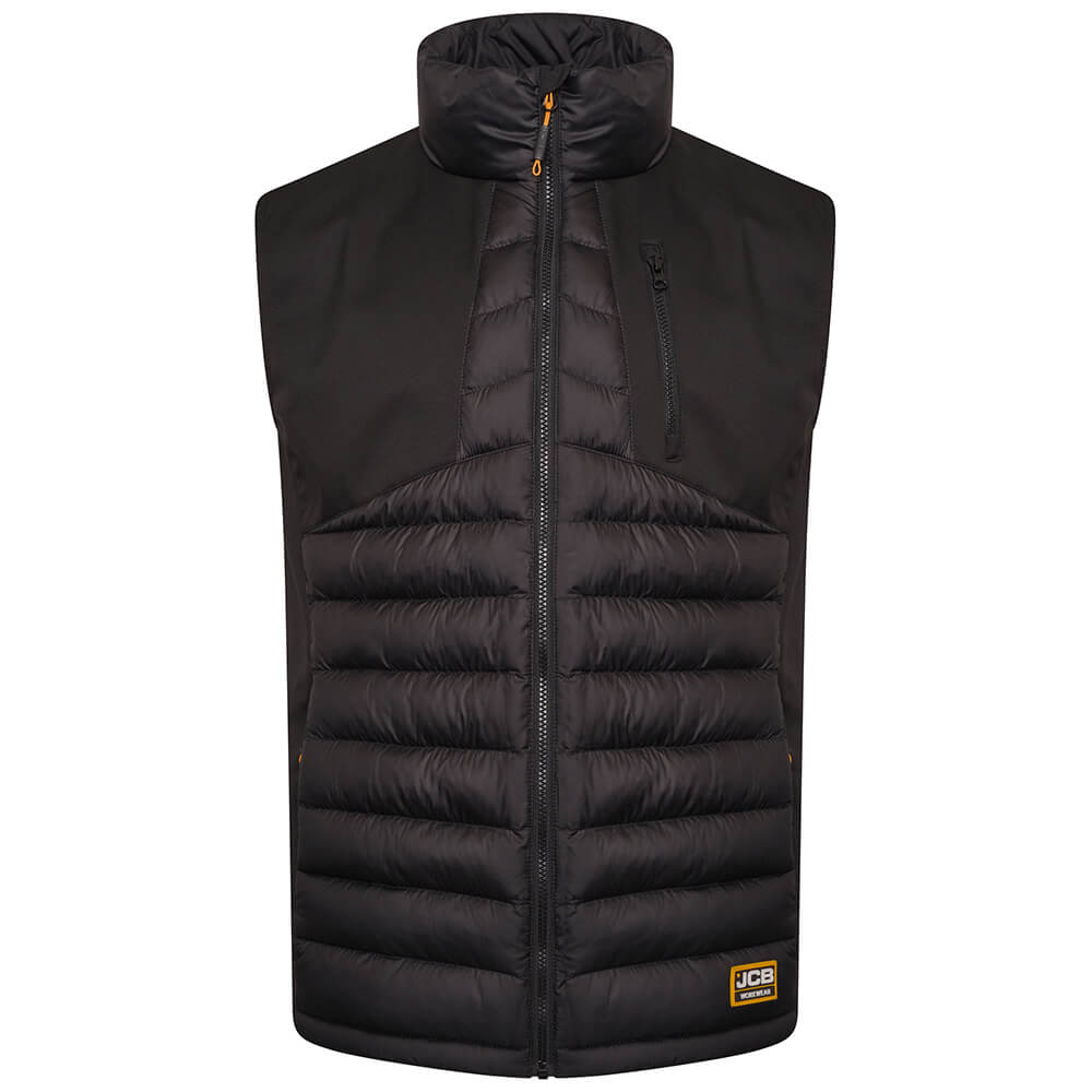 JCB Trade Hybrid Padded Gilet Bodywarmer Black Product Main#colour_black