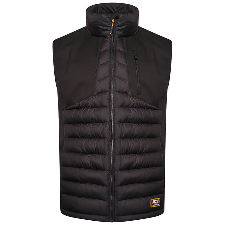 JCB Trade Hybrid Padded Gilet Bodywarmer Black Product Main#colour_black