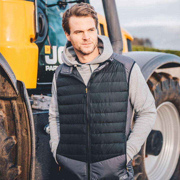 JCB Trade Padded Gilet Bodywarmer Grey/Black Product 2#colour_grey-black