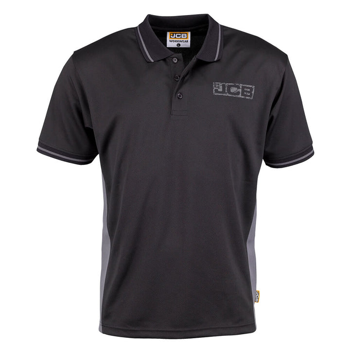 JCB Trade Performance Polo Shirt Black/Grey Product Main#colour_black-grey