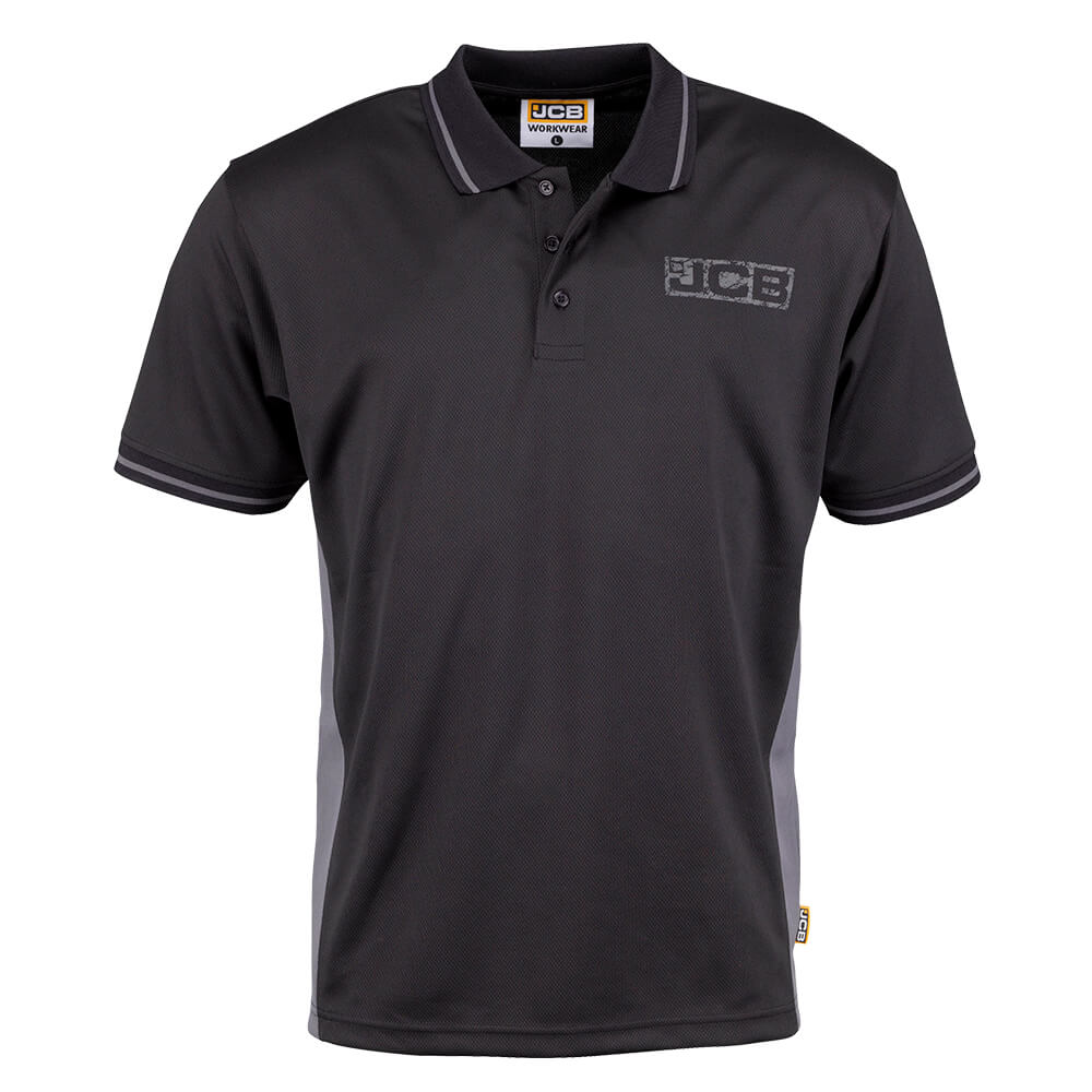 JCB Trade Performance Polo Shirt Black/Grey Product Main#colour_black-grey