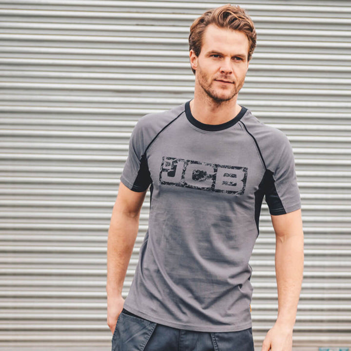 JCB Trade T-Shirt Grey/Black Lifestyle 1#colour_grey-black