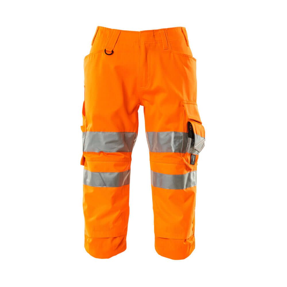 Mascot 3-4 Length Hi-Vis Trousers 17549-860 Front #colour_hi-vis-orange