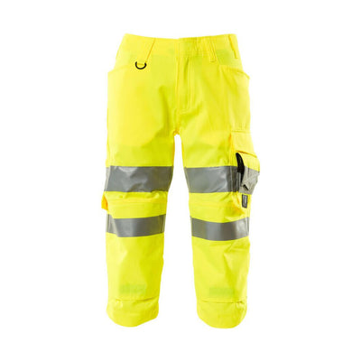 Mascot 3-4 Length Hi-Vis Trousers 17549-860 Front #colour_hi-vis-yellow