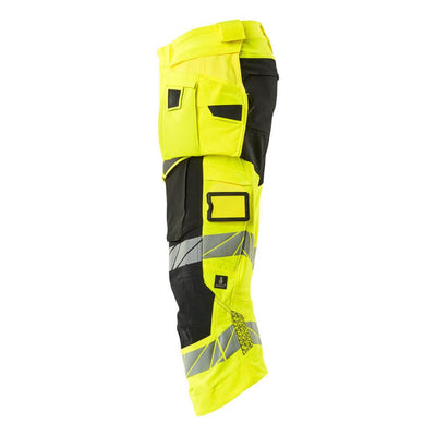 Mascot 3/4 Length Hi-Vis Trousers with holster pockets 19049-711 Right #colour_hi-vis-yellow-black