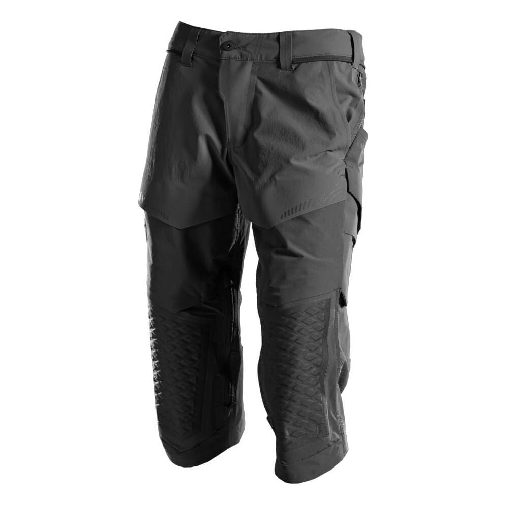 Mascot 3/4 Length Stretch Trousers with Kneepad Pockets 22249-605 Front #colour_black