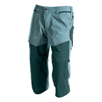 Mascot 3/4 Length Stretch Trousers with Kneepad Pockets 22249-605 Front #colour_light-forest-green-forest-green
