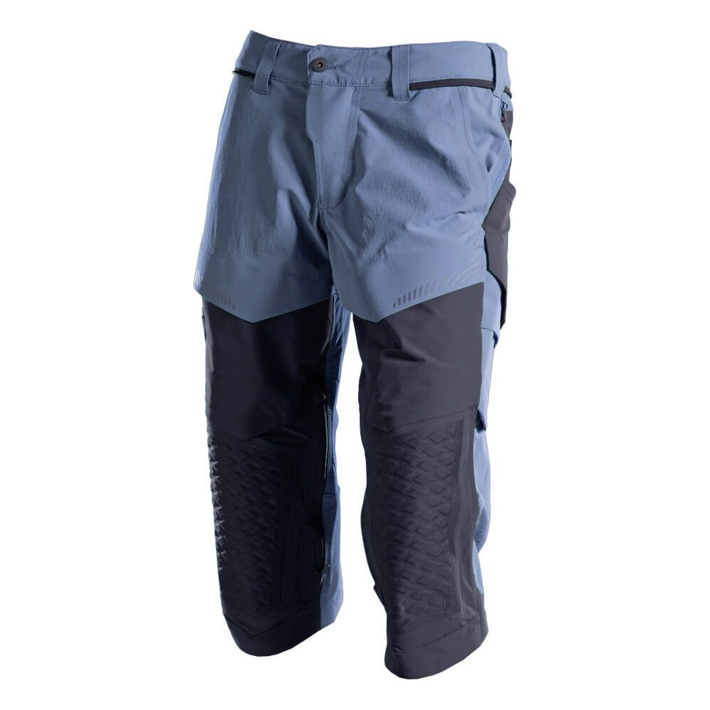 Mascot 3/4 Length Stretch Trousers with Kneepad Pockets 22249-605 Front #colour_stone-blue-dark-navy