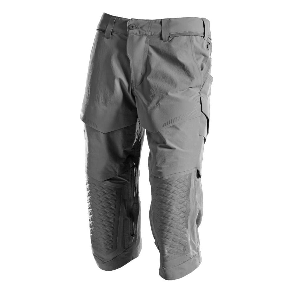 Mascot 3/4 Length Stretch Trousers with Kneepad Pockets 22249-605 Front #colour_stone-grey