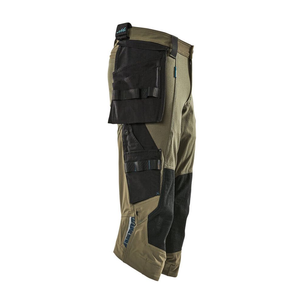 Mascot Advanced 3-4 Trousers Stretch 17049-311 Left #colour_moss-green