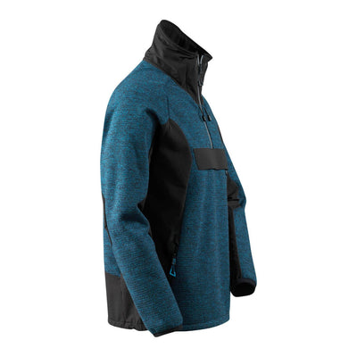 Mascot Advanced Knitted Jacket Half-Zip 17005-309 Left #colour_dark-petroleum-black