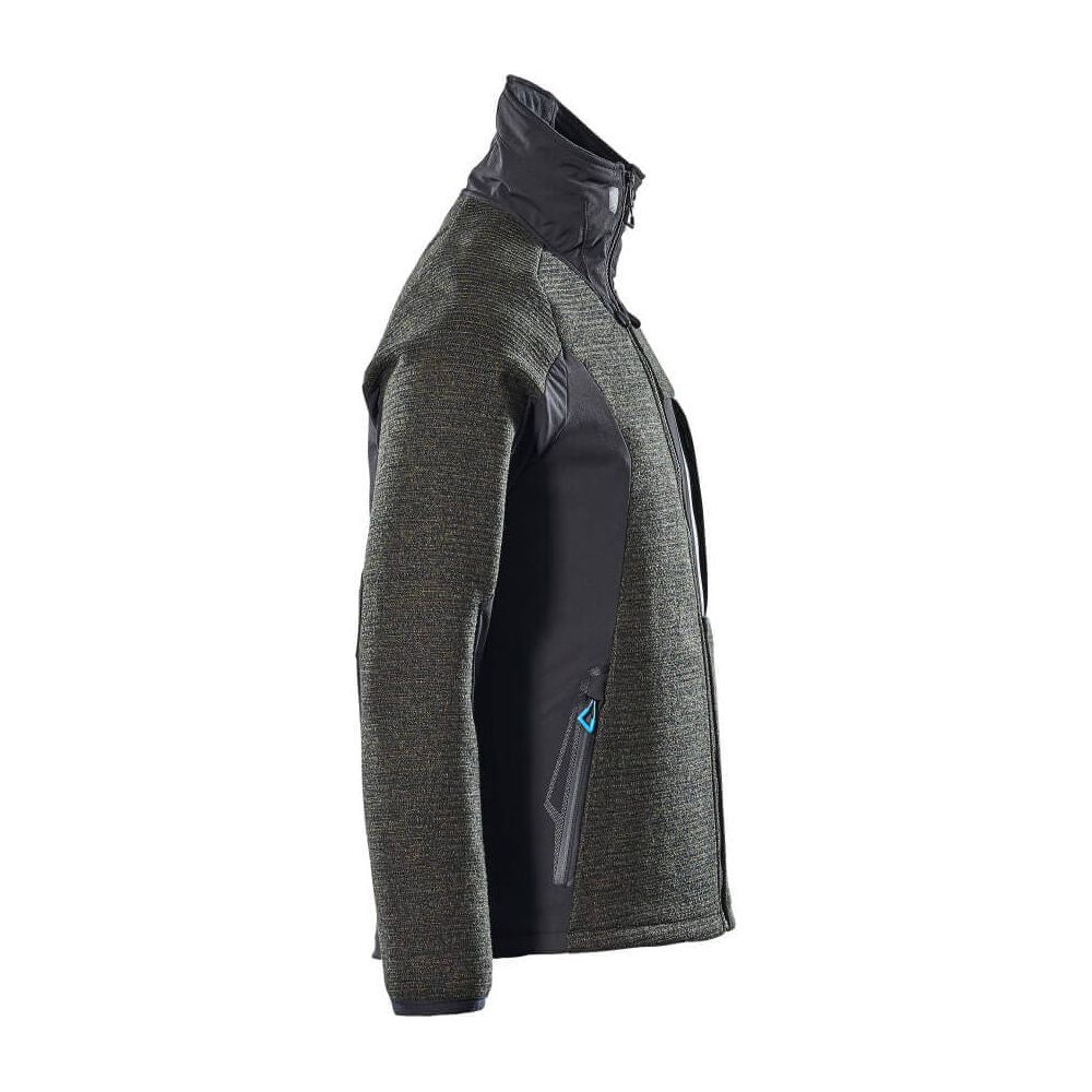Mascot Advanced Knitted Jacket Zip-Up 17105-309 Left #colour_moss-green-black