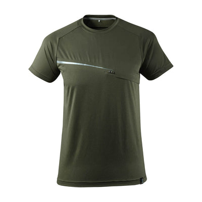 Mascot Advanced T-shirt Chest-Pocket-Zip 17782-945 Front #colour_moss-green