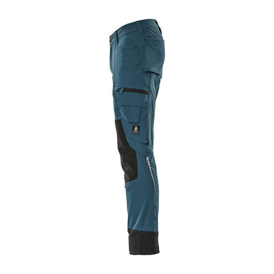 Mascot Advanced Trousers 4-Way-Stretch Kneepad-Pockets 17179-311 Right #colour_dark-petroleum