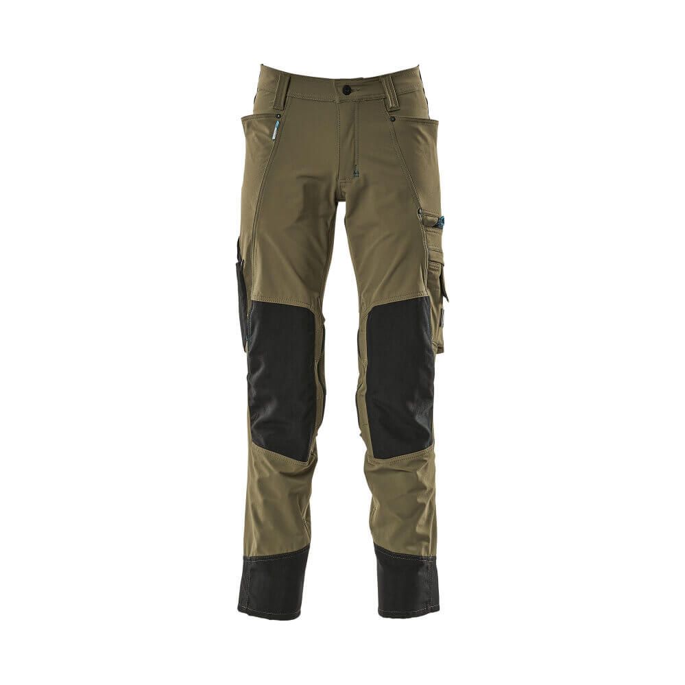 Mascot Advanced Trousers 4-Way-Stretch Kneepad-Pockets 17179-311 Front #colour_moss-green
