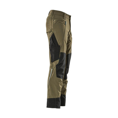 Mascot Advanced Trousers 4-Way-Stretch Kneepad-Pockets 17179-311 Left #colour_moss-green