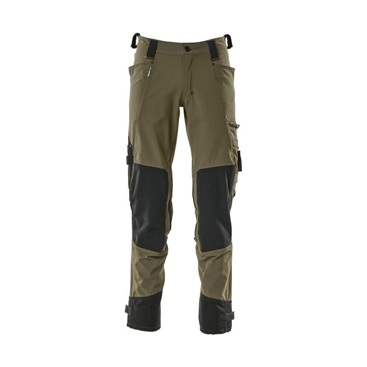 Mascot Advanced Trousers Stretch Kneepad-Pockets 17079-311 Front #colour_moss-green