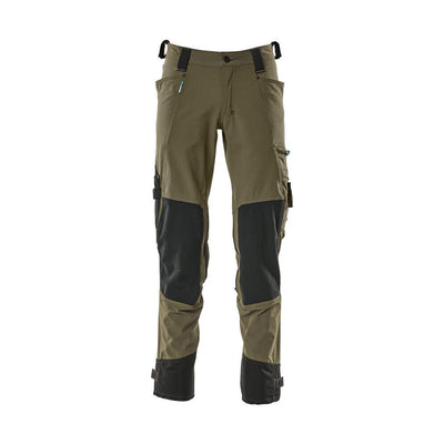 Mascot Advanced Trousers Stretch Kneepad-Pockets 17079-311 Front #colour_moss-green
