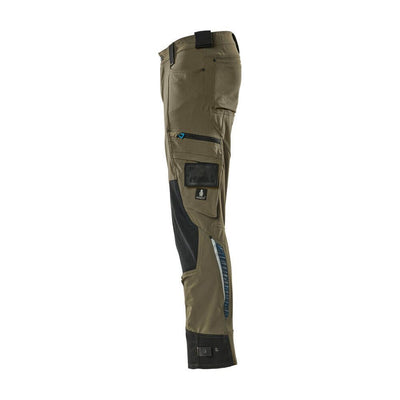 Mascot Advanced Trousers Stretch Kneepad-Pockets 17079-311 Right #colour_moss-green