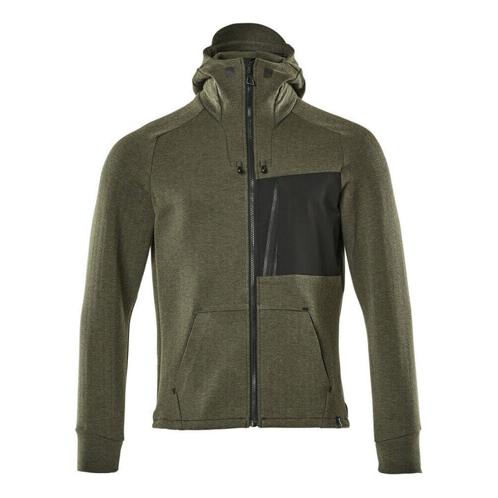 Mascot Advanced Work Hoodie Zip-up 17384-319 Front #colour_moss-green-black