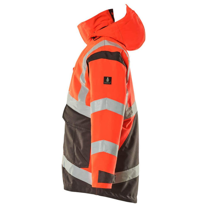 Mascot Afife Hi-Vis Parka Jacket 09030-025 Right #colour_hi-vis-red-dark-anthracite-grey