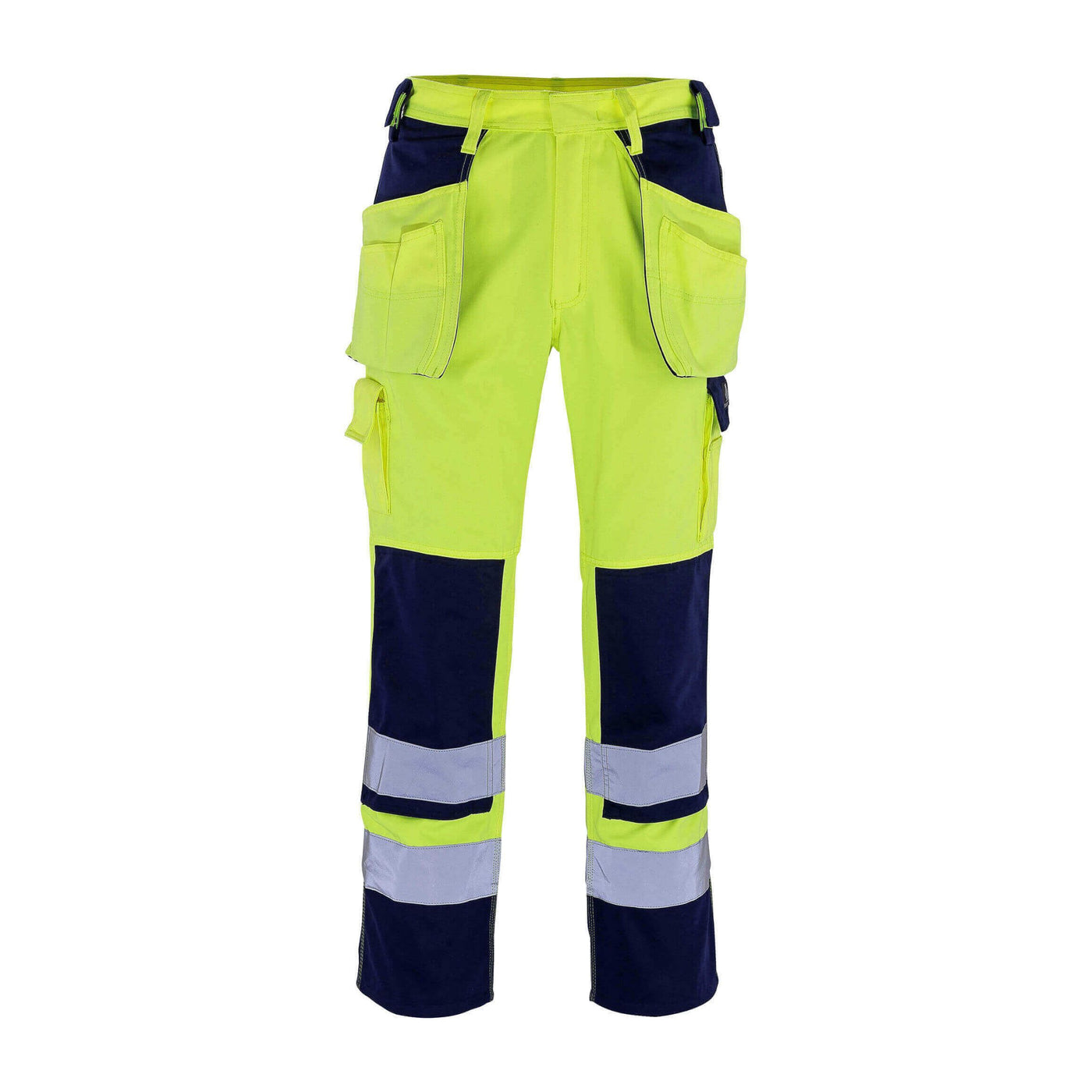 Mascot Almas Hi-Vis Work Trousers 09131-470 Front #colour_hi-vis-yellow-navy-blue