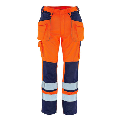 Mascot Almas Hi-Vis Work Trousers 09131-860 Front #colour_hi-vis-orange-navy-blue