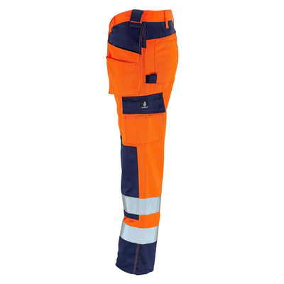 Mascot Almas Hi-Vis Work Trousers 09131-860 Right #colour_hi-vis-orange-navy-blue