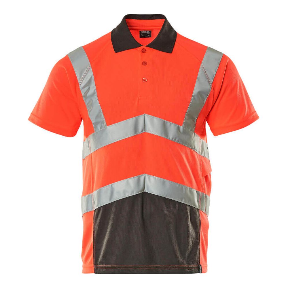 Mascot Anadia Hi-Vis Polo shirt 50117-949 Front #colour_hi-vis-red-dark-anthracite-grey