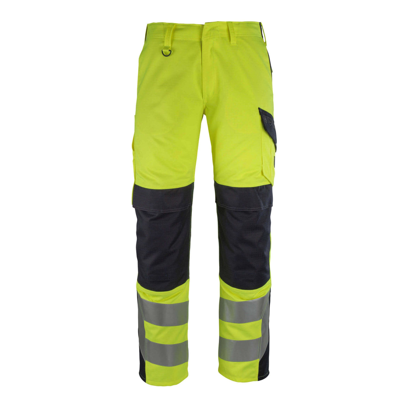 Mascot Arbon Hi-Vis Work Trousers 13879-216 Front #colour_hi-vis-yellow-dark-navy-blue