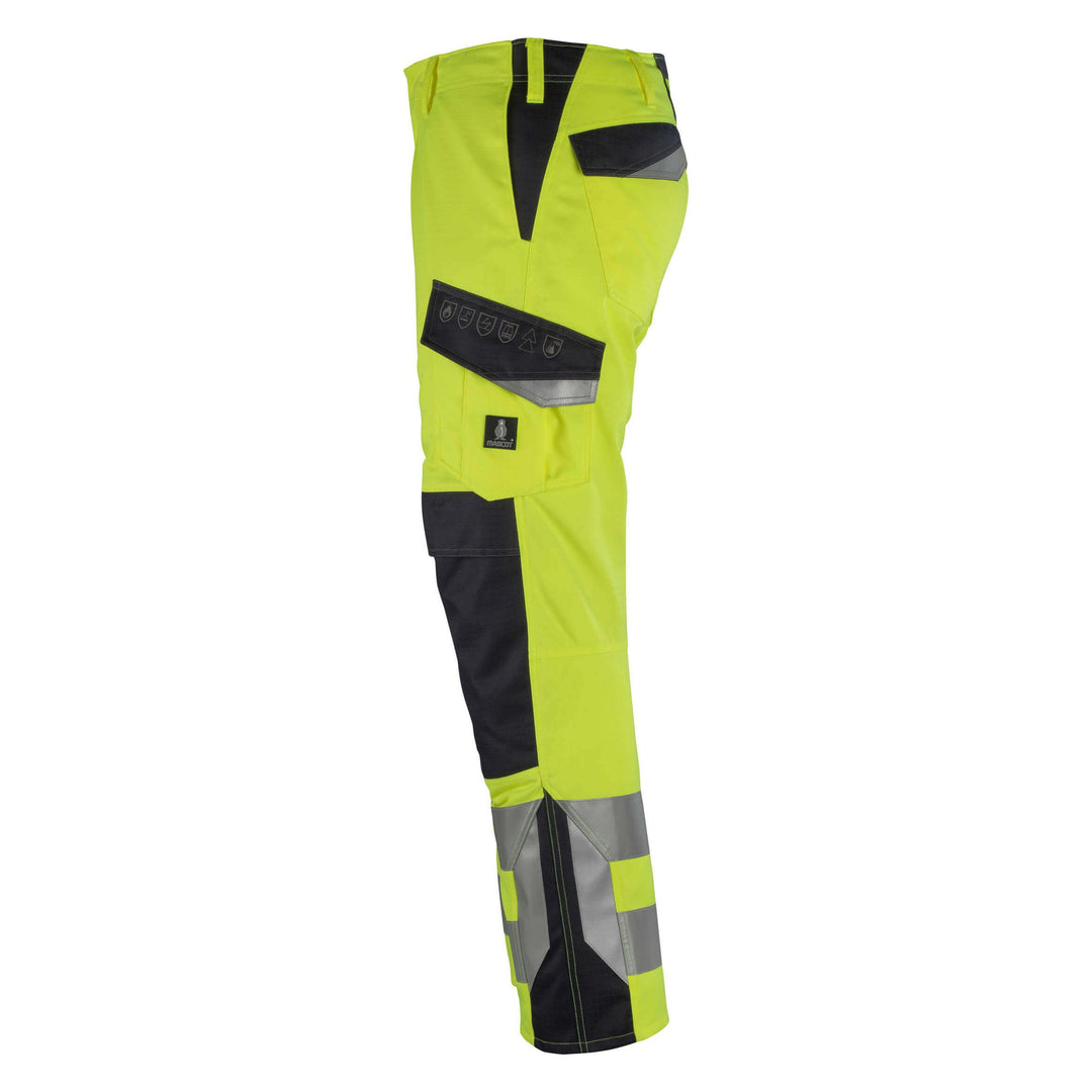 Mascot Arbon Hi-Vis Work Trousers 13879-216 Right #colour_hi-vis-yellow-dark-navy-blue