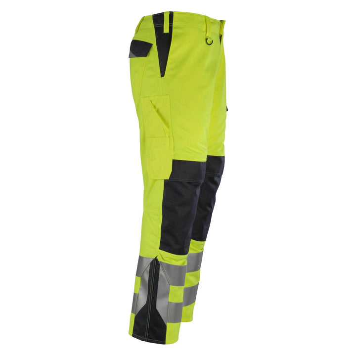 Mascot Arbon Hi-Vis Work Trousers 13879-216 Left #colour_hi-vis-yellow-dark-navy-blue