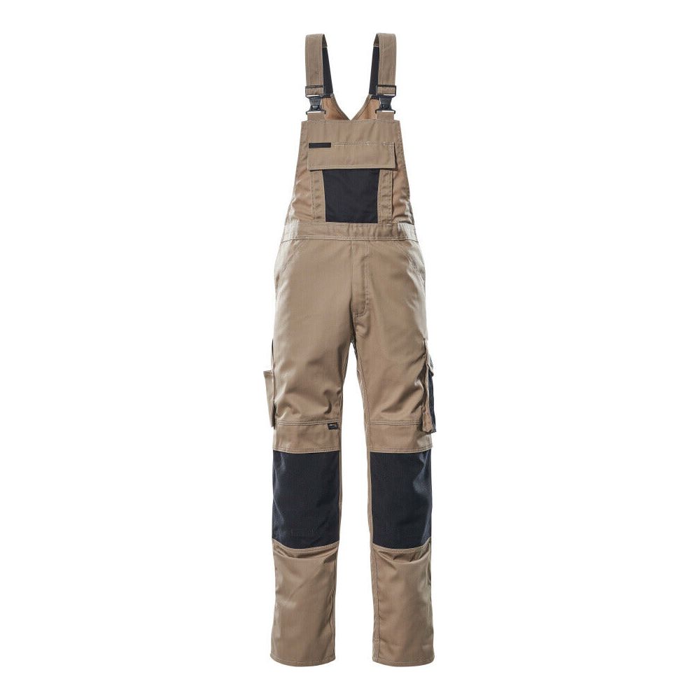 Mascot Augsburg Bib-Brace Overall Knee-pad-pockets 12169-442 Front #colour_light-khaki-black