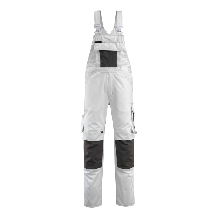 Mascot Augsburg Bib-Brace Overall Knee-pad-pockets 12169-442 Front #colour_white-dark-anthracite-grey