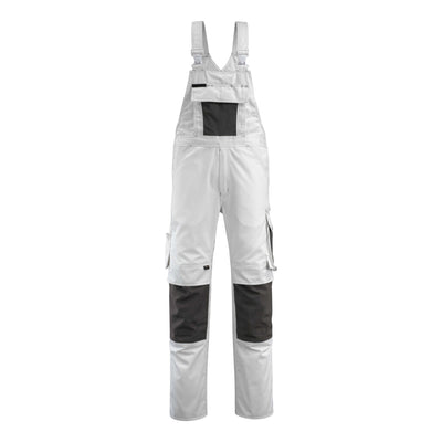 Mascot Augsburg Bib-Brace Overall Knee-pad-pockets 12169-442 Front #colour_white-dark-anthracite-grey