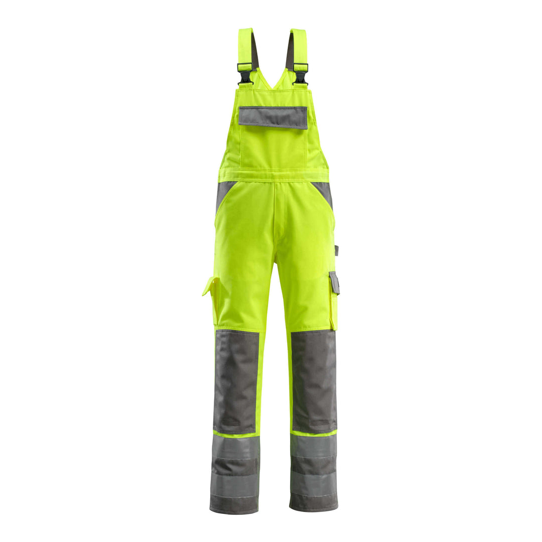 Mascot Barras Bib Brace Overall 07169-470 Front #colour_hi-vis-yellow-anthracite-grey