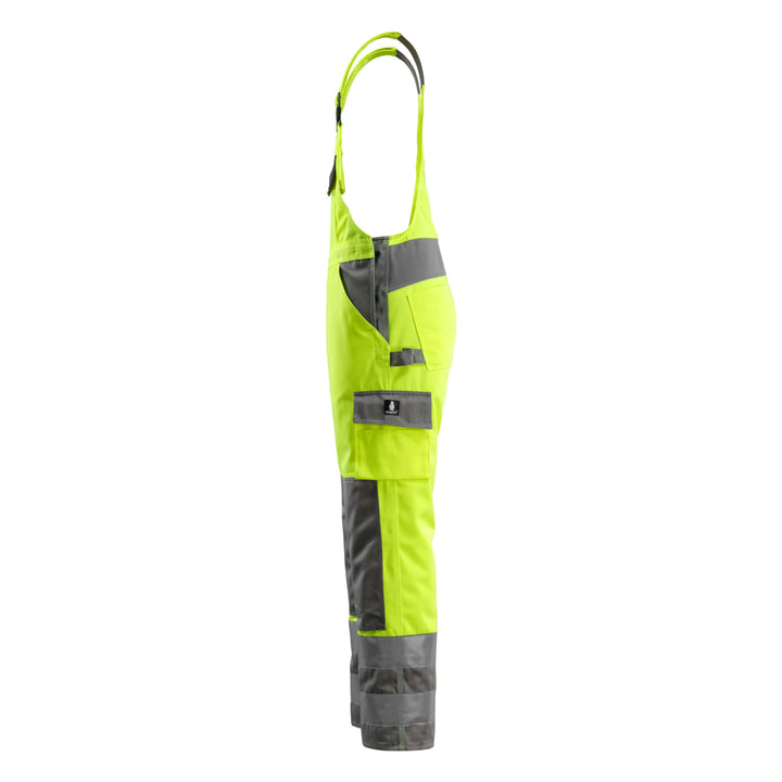 Mascot Barras Bib Brace Overall 07169-470 Right #colour_hi-vis-yellow-anthracite-grey