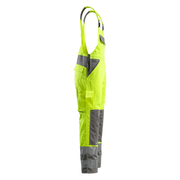 Mascot Barras Bib Brace Overall 07169-470 Left #colour_hi-vis-yellow-anthracite-grey