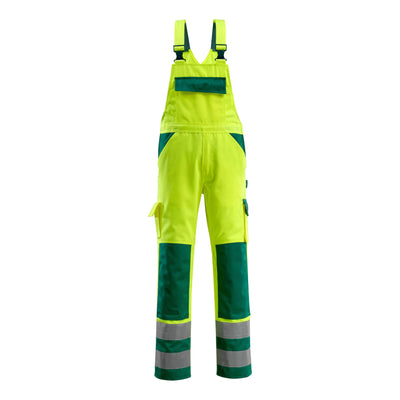 Mascot Barras Bib Brace Overall 07169-470 Front #colour_hi-vis-yellow-green