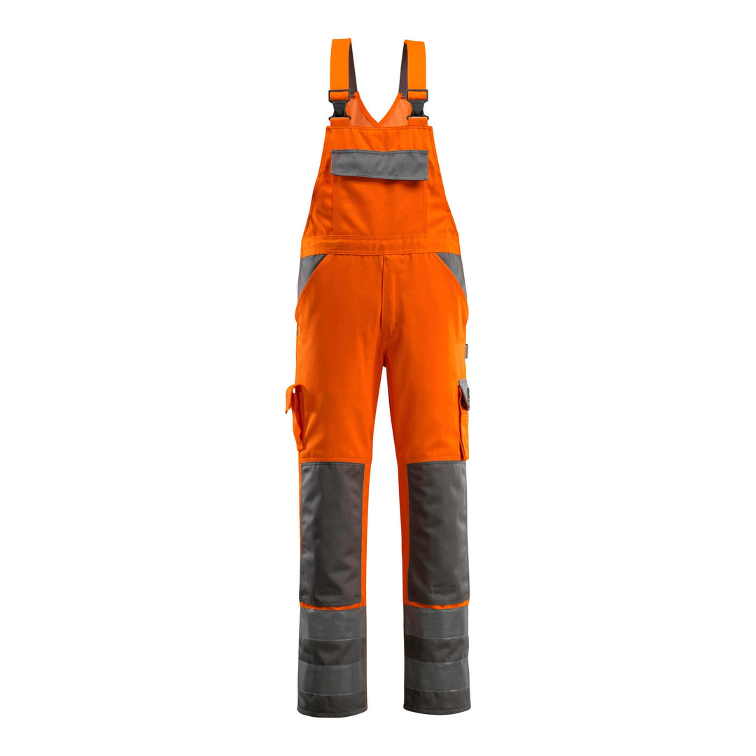 Mascot Barras Hi-Vis Bib-Brace Overall 07169-860 Front #colour_hi-vis-orange-anthracite-grey