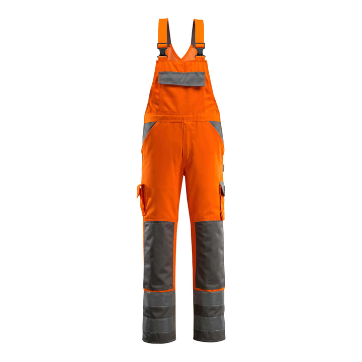 Mascot Barras Hi-Vis Bib-Brace Overall 07169-860 Front #colour_hi-vis-orange-anthracite-grey